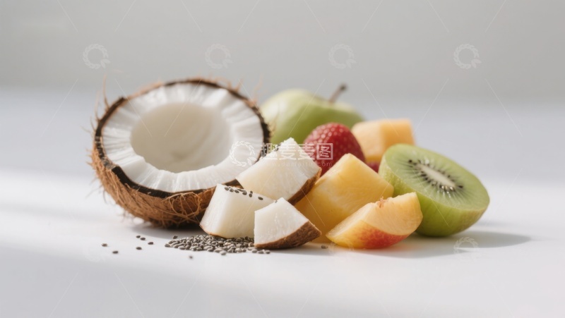 高清大图下载【趣麦麦图】新鲜水果与椰子的组合