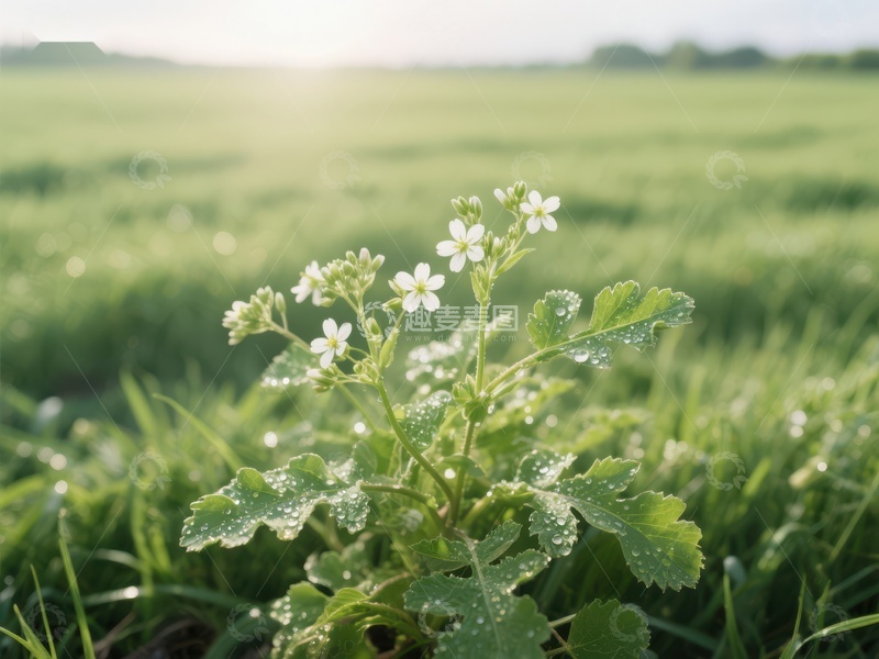 高清大图下载【趣麦麦图】晨露中的小白花