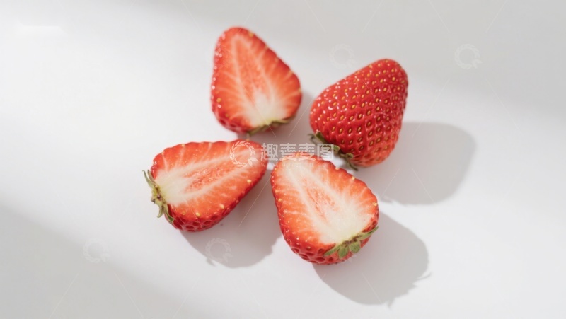 高清大图下载【趣麦麦图】新鲜草莓切片展示