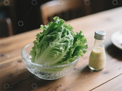 生菜与沙拉酱，清新餐桌布置