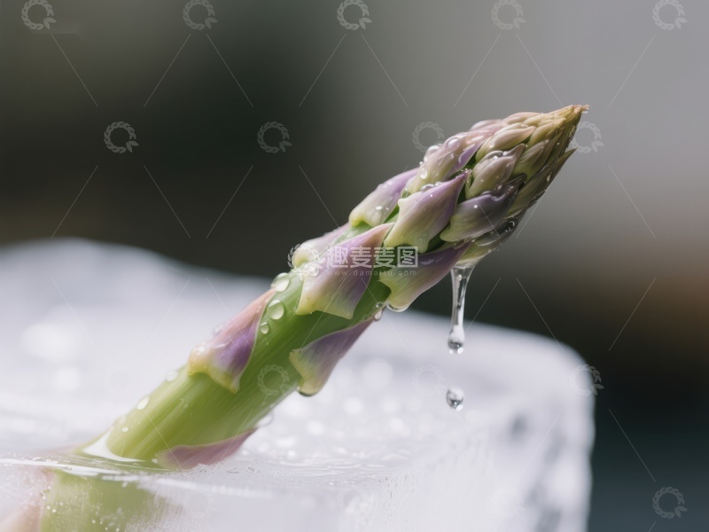 高清大图下载【趣麦麦图】冰块上的新鲜芦笋