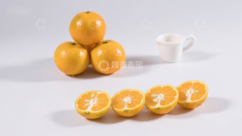 高清大图下载【趣麦麦图】橙子堆叠与切片展示