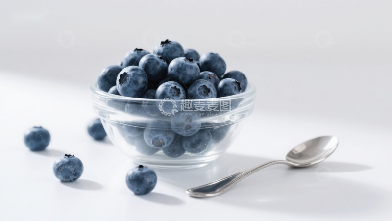 高清大图下载【趣麦麦图】透明碗中的新鲜蓝莓