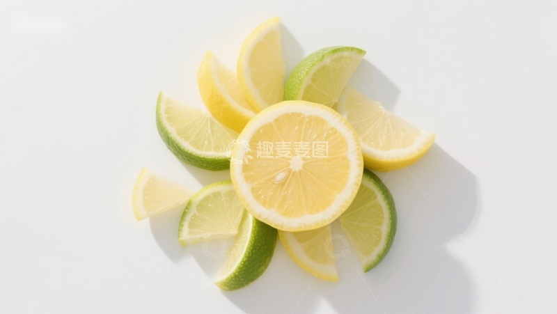 高清大图下载【趣麦麦图】新鲜柠檬与青柠切片排列