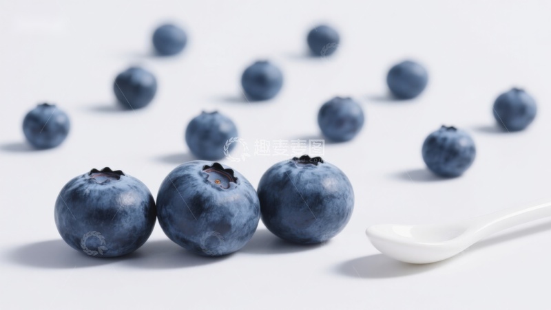高清大图下载【趣麦麦图】蓝莓与勺子的简洁构图