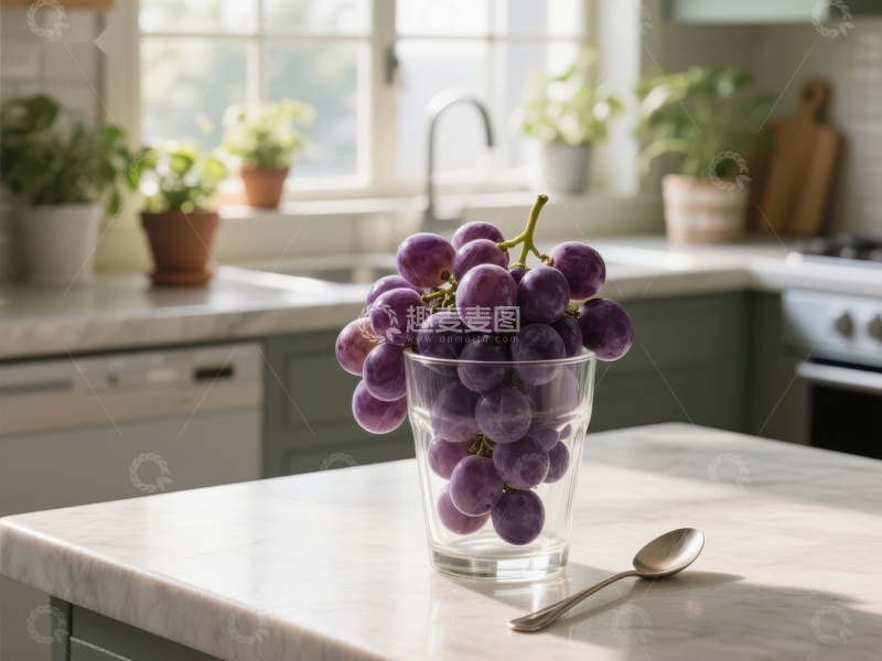 高清大图下载【趣麦麦图】厨房台面上的葡萄