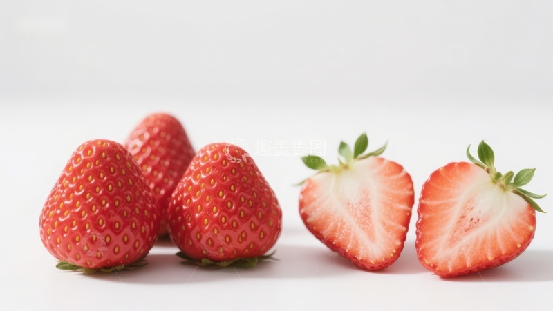 高清大图下载【趣麦麦图】新鲜草莓与切片展示