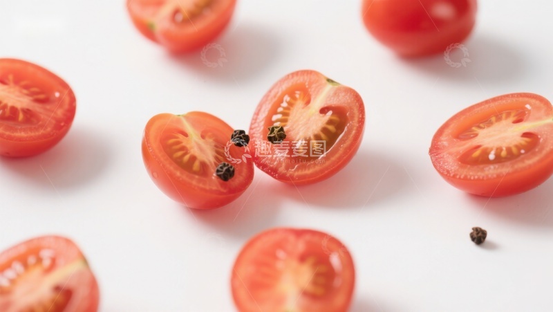 高清大图下载【趣麦麦图】新鲜切开的樱桃番茄