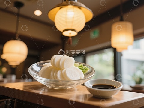 日式料理中的白萝卜配酱油