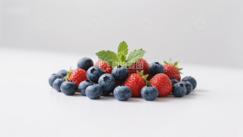 高清大图下载【趣麦麦图】新鲜蓝莓与草莓的组合