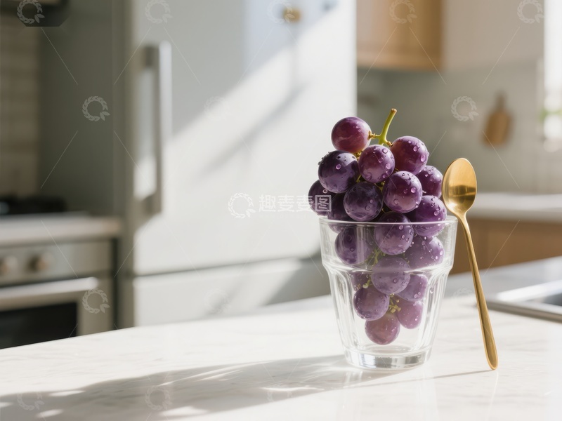 高清大图下载【趣麦麦图】玻璃杯中的紫葡萄