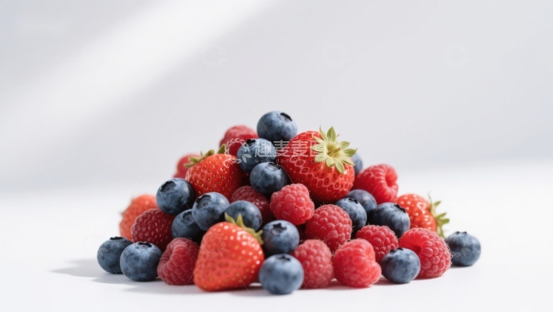 高清大图下载【趣麦麦图】新鲜草莓蓝莓堆叠