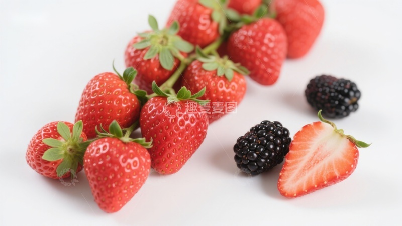 高清大图下载【趣麦麦图】新鲜草莓与黑莓的诱人展示