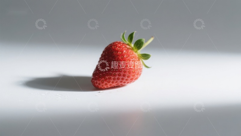 高清大图下载【趣麦麦图】新鲜草莓静置于白色背景