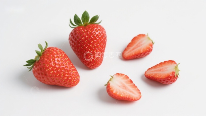高清大图下载【趣麦麦图】新鲜草莓与切片展示
