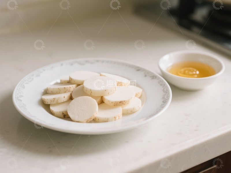 高清大图下载【趣麦麦图】切片山药与小碟调料