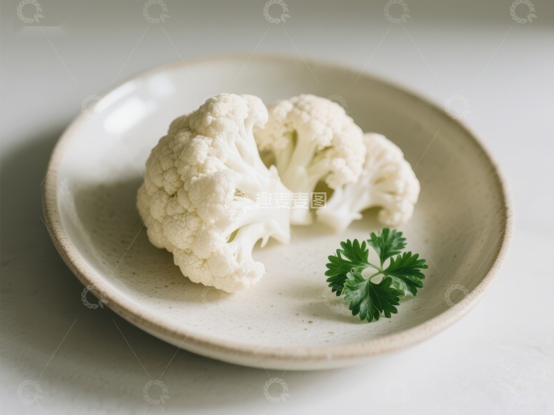 高清大图下载【趣麦麦图】盘中新鲜花椰菜与香菜