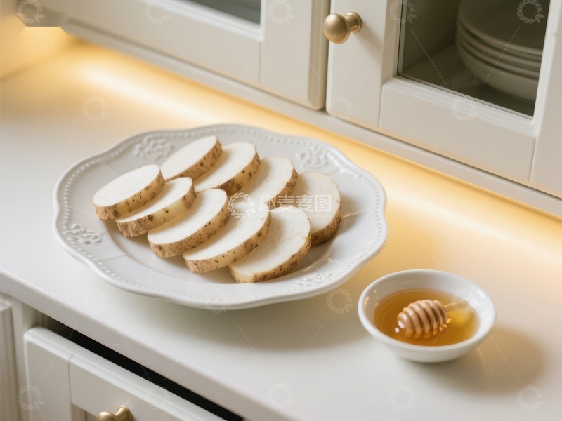 高清大图下载【趣麦麦图】切片山药与蜂蜜的清新组合