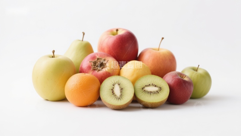 高清大图下载【趣麦麦图】新鲜水果组合：苹果、橙子与猕猴桃