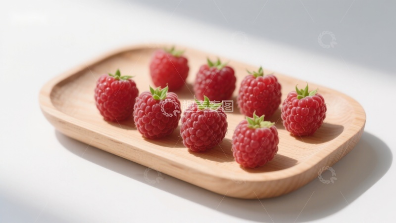 高清大图下载【趣麦麦图】木盘上的新鲜覆盆子