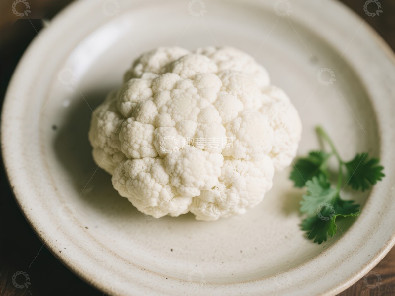高清大图下载【趣麦麦图】盘中新鲜花椰菜配香菜