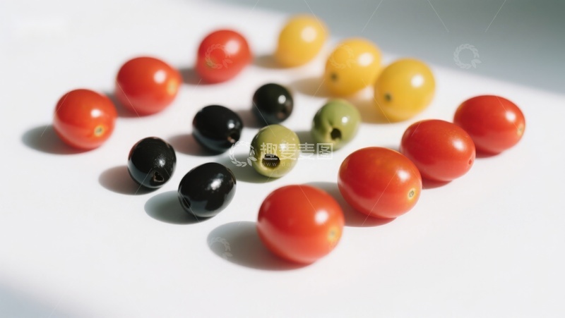 高清大图下载【趣麦麦图】色彩斑斓的樱桃番茄与橄榄
