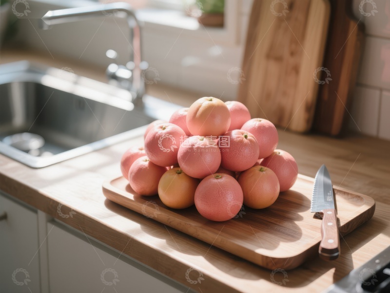 高清大图下载【趣麦麦图】厨房台面上的柿子堆