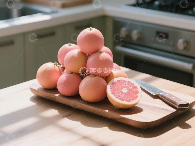 高清大图下载【趣麦麦图】厨房台面上的柚子堆