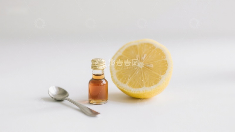 高清大图下载【趣麦麦图】柠檬切片与蜂蜜瓶及勺子