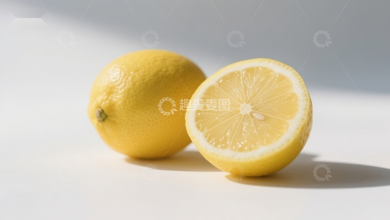 高清大图下载【趣麦麦图】新鲜柠檬，一半切开展示