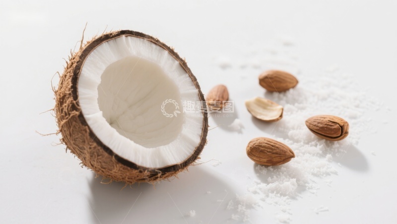 高清大图下载【趣麦麦图】椰子与杏仁的健康组合