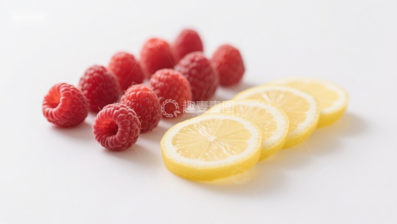 高清大图下载【趣麦麦图】新鲜覆盆子与柠檬片的组合