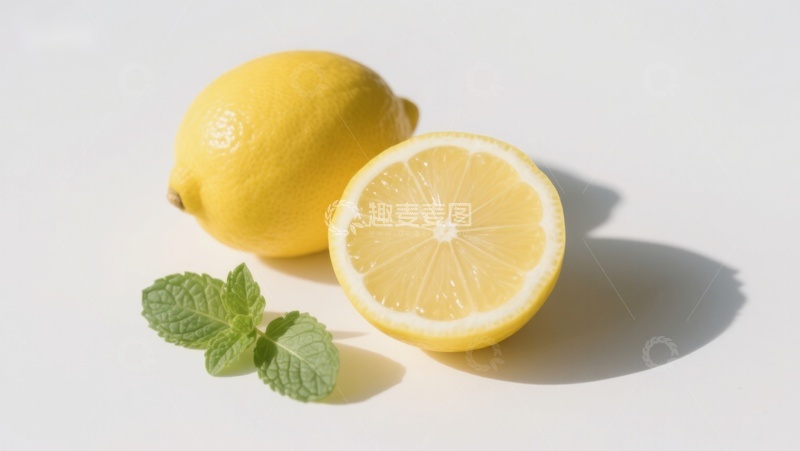 高清大图下载【趣麦麦图】新鲜柠檬与薄荷叶
