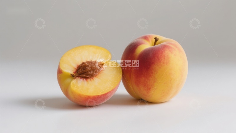 高清大图下载【趣麦麦图】新鲜桃子与半切展示