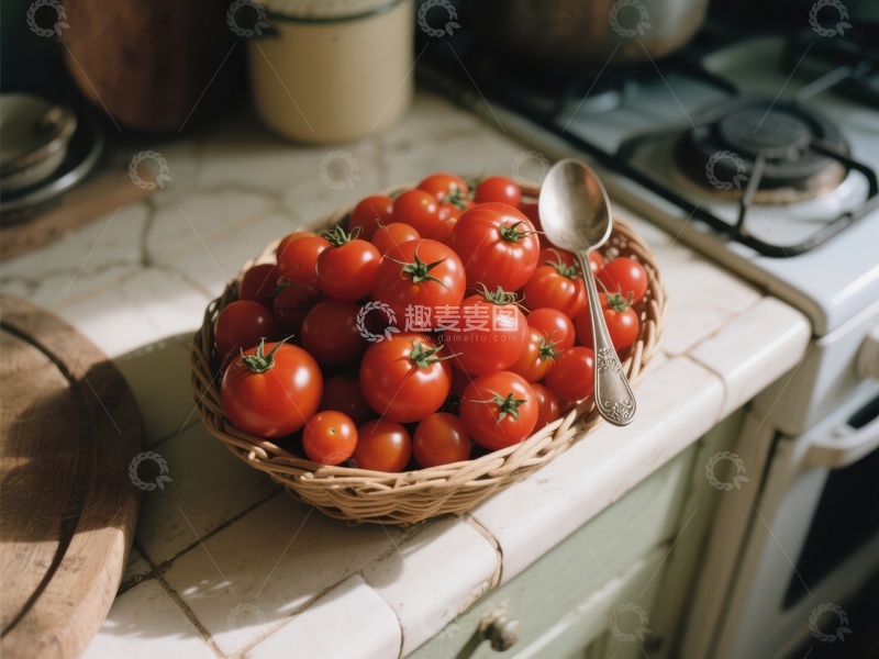 高清大图下载【趣麦麦图】篮子里的鲜红番茄