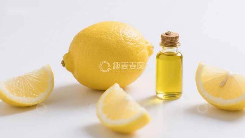 高清大图下载【趣麦麦图】柠檬精油与新鲜柠檬展示