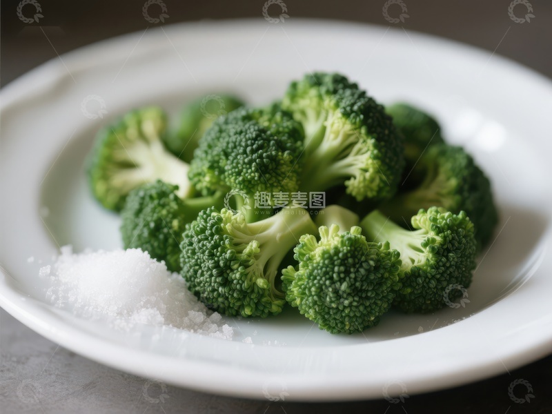 高清大图下载【趣麦麦图】新鲜西兰花配盐粒