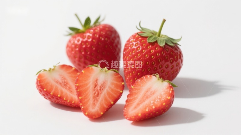 高清大图下载【趣麦麦图】新鲜草莓与切片展示