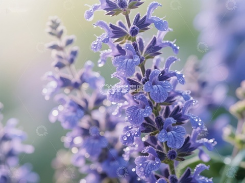 紫色薰衣草花簇特写