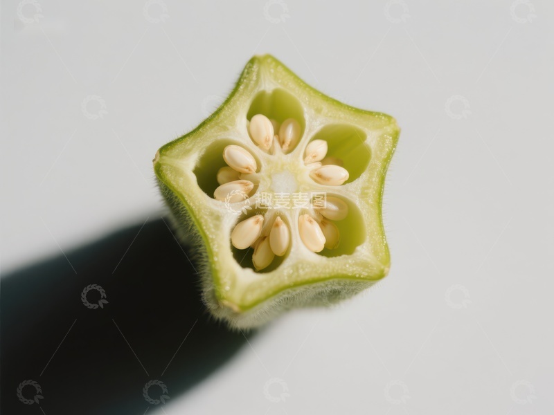 高清大图下载【趣麦麦图】切片秋葵的内部结构