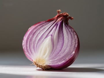 切开的红洋葱特写