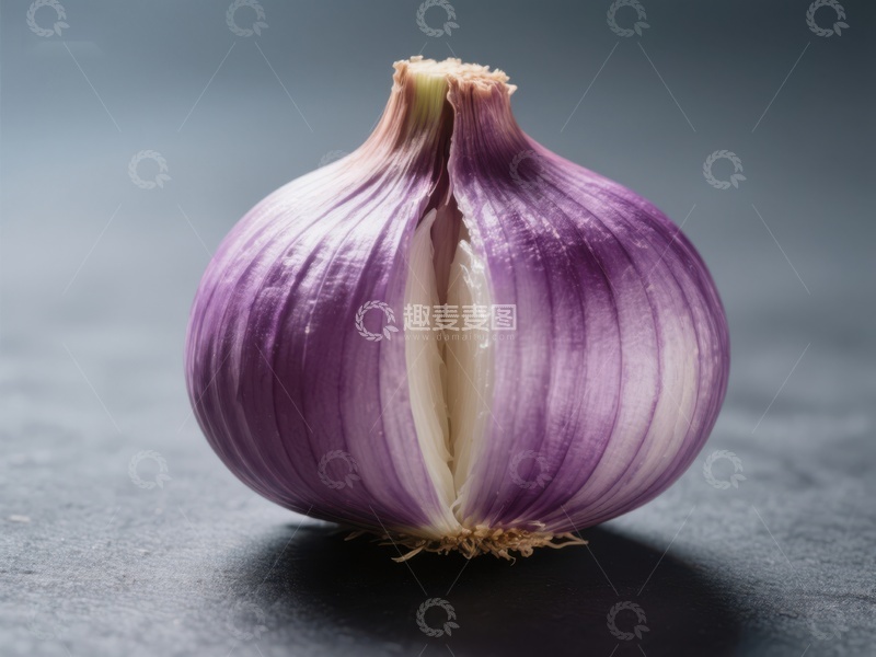 高清大图下载【趣麦麦图】新鲜紫皮大蒜的特写