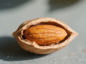 核桃壳中露出的完整核桃仁