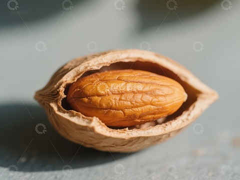 核桃壳中露出的完整核桃仁