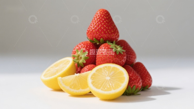 高清大图下载【趣麦麦图】草莓与柠檬的色彩组合