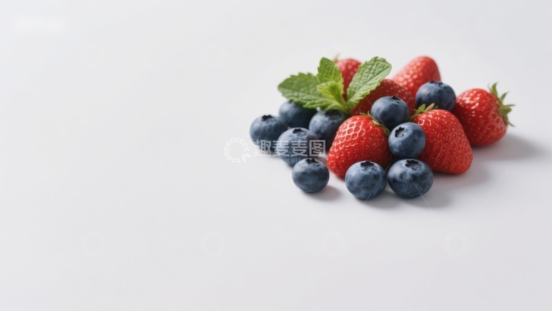 高清大图下载【趣麦麦图】新鲜蓝莓与草莓的组合