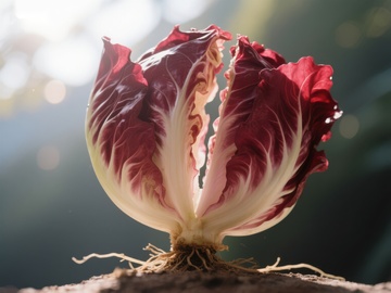 新鲜红菊苣的特写