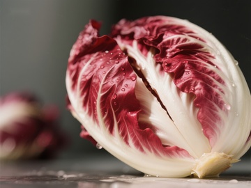 新鲜红菊苣切面特写