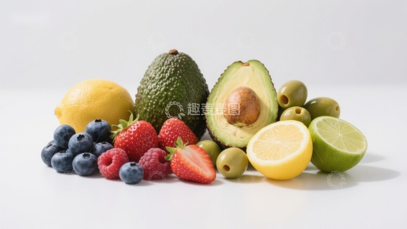 高清大图下载【趣麦麦图】新鲜水果与蔬菜的健康组合
