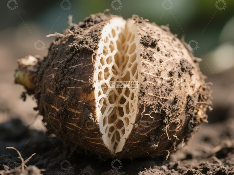 高清大图下载【趣麦麦图】新鲜挖掘的蜂巢结构植物根部
